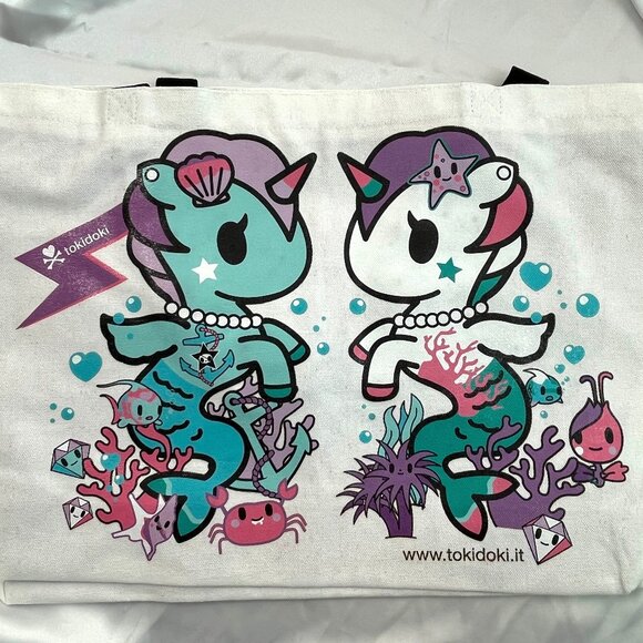 NWT Tokidoki Mermicorno Buds Graphic Canvas Tote Bag SDCC Mermaid Unicorn - Picture 1 of 5